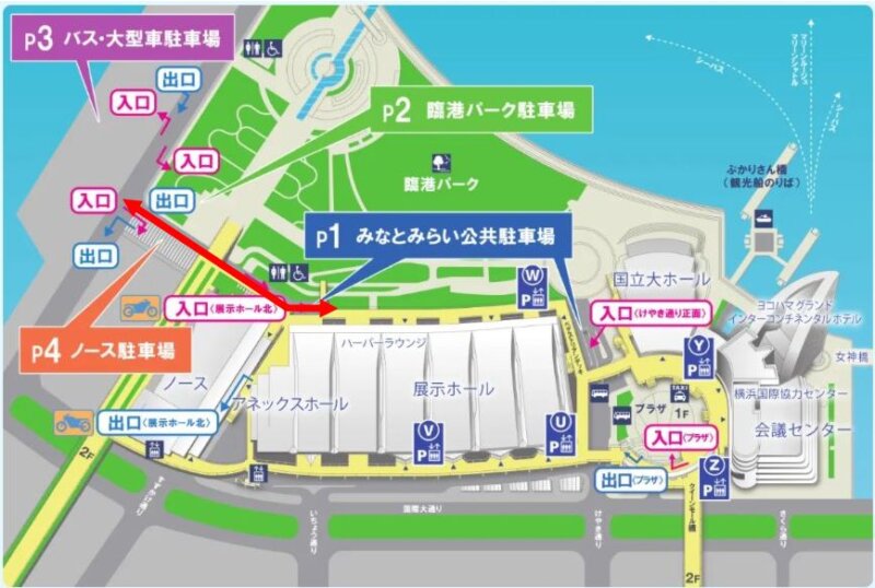 みなとみらい公共駐車場/バイク経路